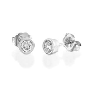 Bezel Set Diamond Earrings, Women Stud Earrings, Diamond Gold Earrings, Bezel Set Diamond Studs, Screw Back Diamond Earrings, Gift For Women