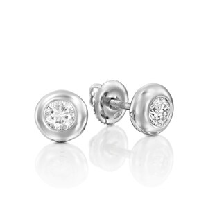 Bezel Set Diamond Earrings, Women Stud Earrings, Diamond Gold Earrings, Bezel Set Diamond Studs, Screw Back Diamond Earrings, Gift For Women