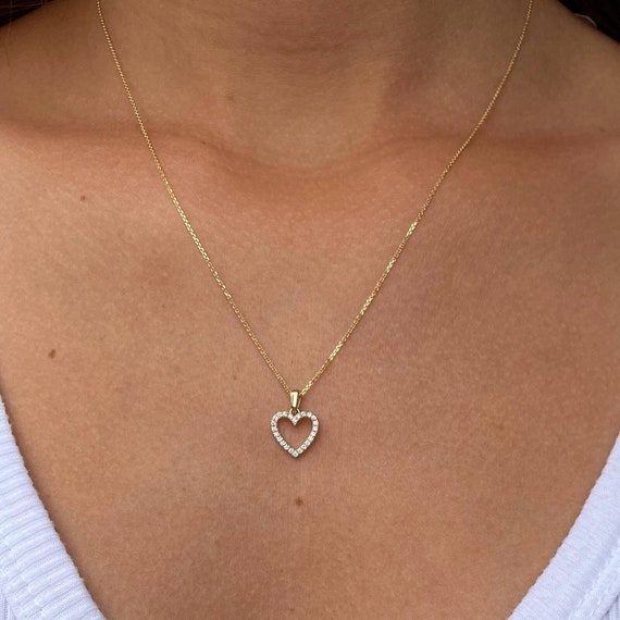 Open heart deals diamond necklace