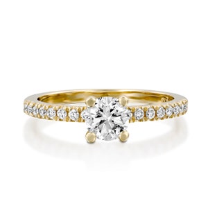 Anillo de diamantes delicado, anillo de compromiso delicado, anillo de compromiso clásico, anillo de propuesta, anillo de diamantes de oro de 14K, anillo de diamantes de laboratorio, diamantes Cvd