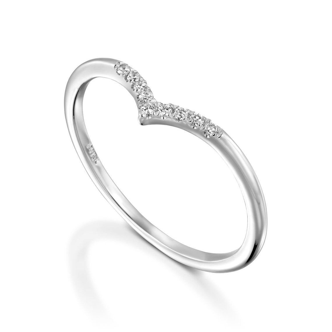 Chevron Diamond Ring Chevron Wedding Band Alternative Etsy