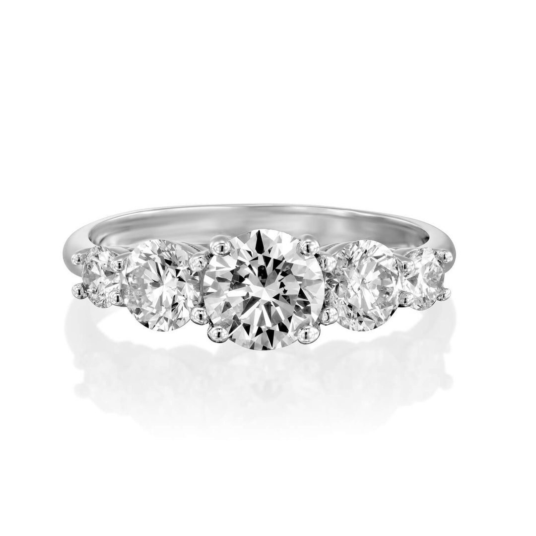 Five Diamond Engagement Ring, Diamond Engagement Band, Unique Diamond