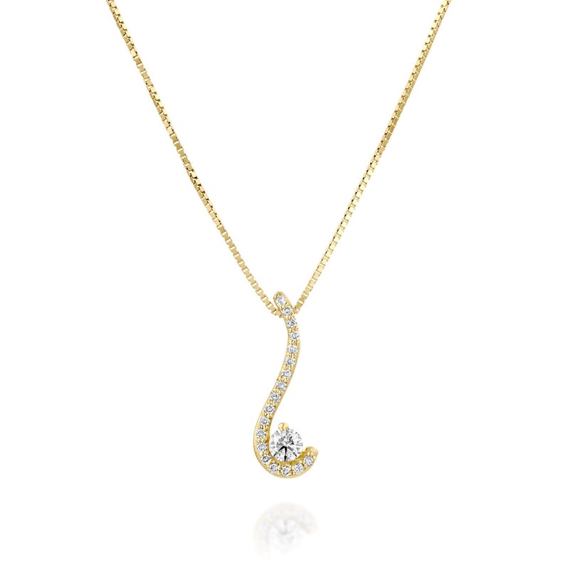 Delicate Branch Diamond Necklace Diamond Pendant Solid Gold Etsy