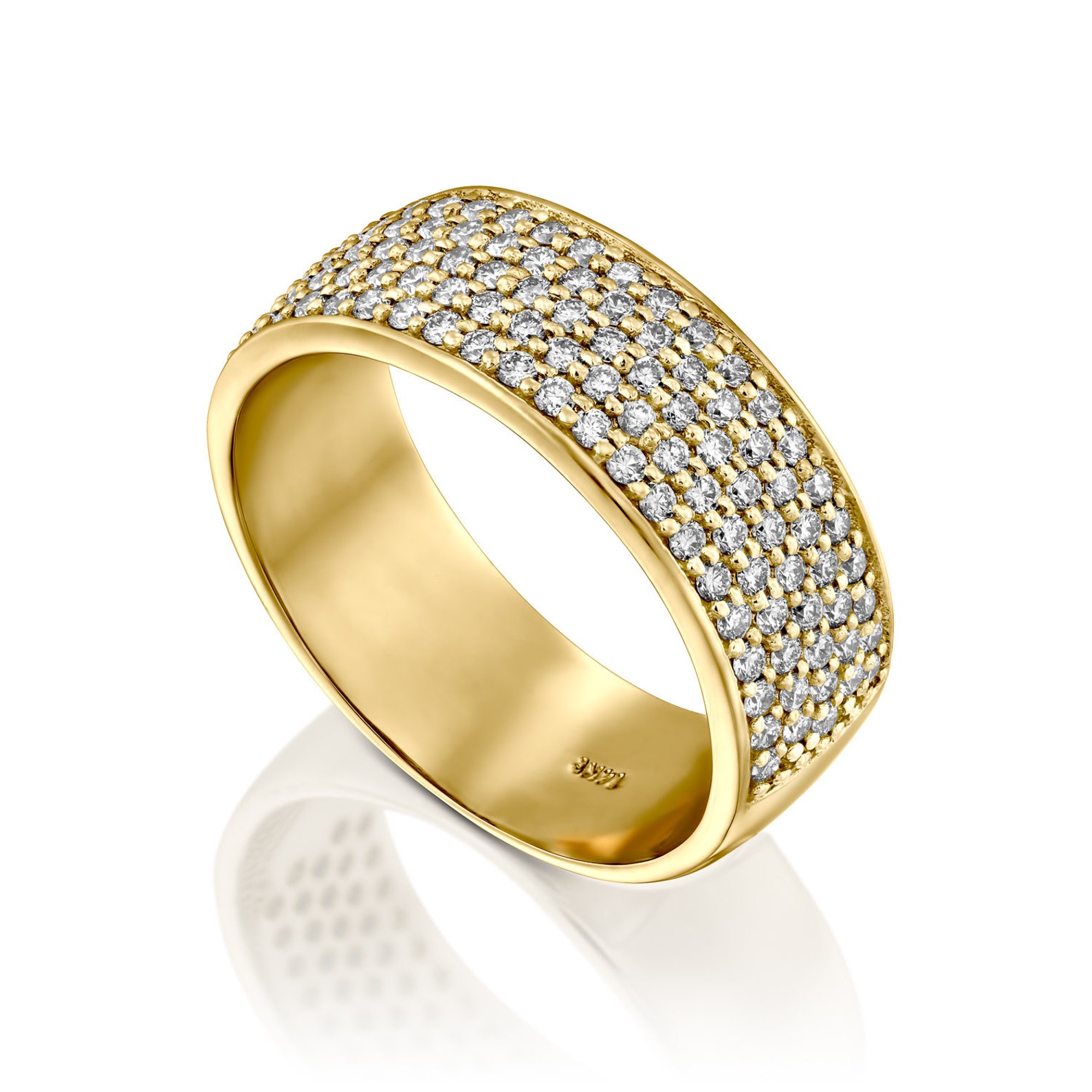 Wide Diamond Wedding Ring Big Diamond Band Diamond Ring for Etsy UK