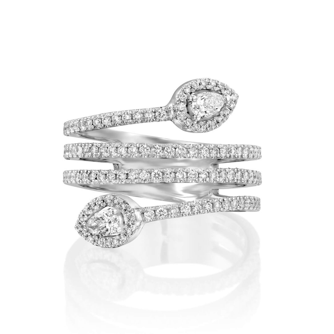 Spiral Diamond Ring, Big Diamond Band, Drop Diamond Ring, Anniversary ...