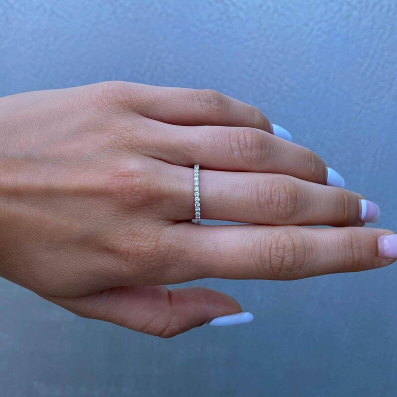 Half Eternity Diamond Wedding Band Diamond Wedding Ring Etsy