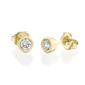 Bezel Set Diamond Earrings, Women Stud Earrings, Diamond Gold Earrings, Bezel Set Diamond Studs, Screw Back Diamond Earrings, Gift For Women