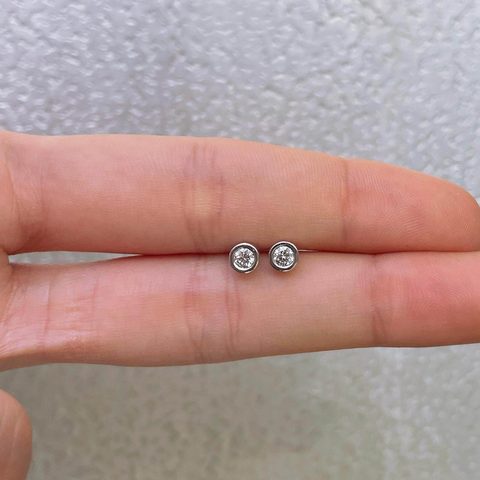 Bezel Diamond Earrings Diamond Earrings Women Stud Earrings Etsy