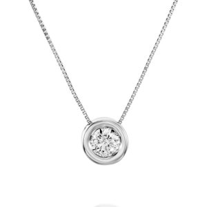 Solitaire Round Diamond Necklace, Diamond Solitaire Pendant, Bezel Diamond Necklace, Diamond 14k Gold Pendant, Christmas Sale