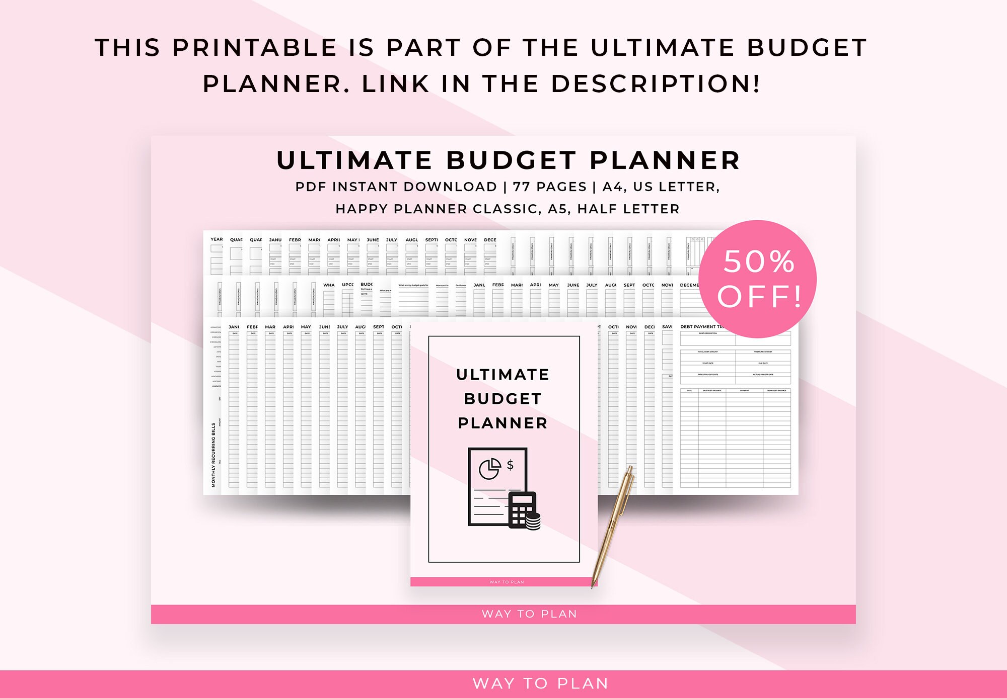 Monthly Budget Calendar Printable. Personal Finance Calendar. - Etsy