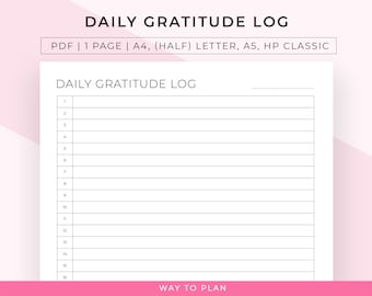Daily Gratitude Log - Printable Daily Appreciation Tracker