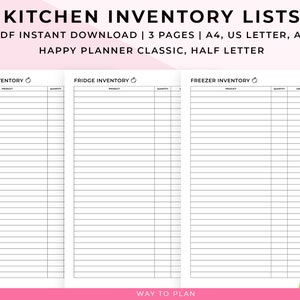 Kitchen Inventory List for Fridge, Freezer, Pantry. Printable Food ...