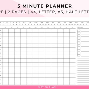 5 Minute Interval Planner. Printable With 5 Minute Increments - Etsy