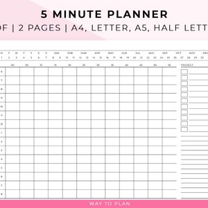 Planificateur d’intervalle de 5 minutes. Imprimable par incréments de 5 minutes