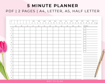 5 minute interval planner. Printable with 5 minute increments