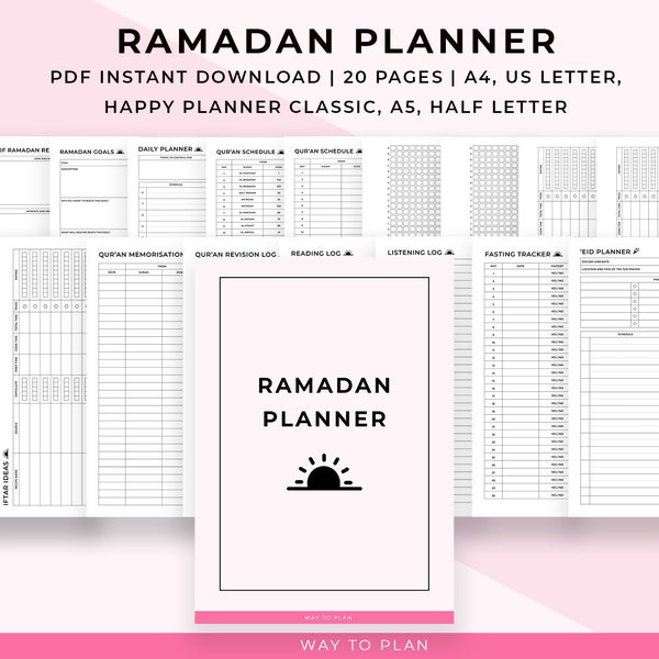 Ramadan Planner 2024 printable. Ramadan gift. Daily schedule. Islamic journal. Quran planner Prayer tracker dua salah. Calendar pdf download