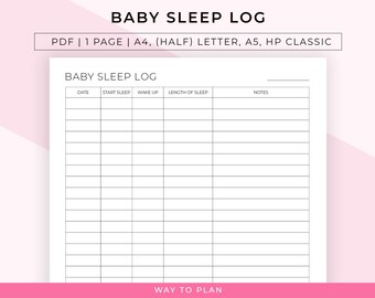 Baby sleep log, baby sleep tracker to keep track of your little one's sleep or nap times