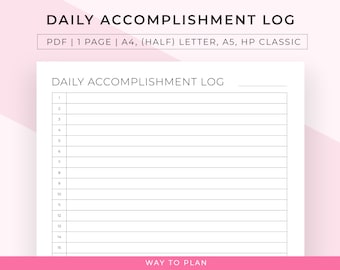 daily accomplishment log to record your daily accomplishments to attract more positivity and be more productive