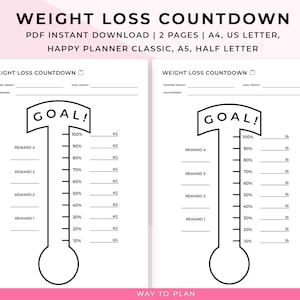 Weight loss countdown printable. Weight loss thermometer template chart. Kilo countdown. Pound tracker. Fun weight loss challenge. Fat loss