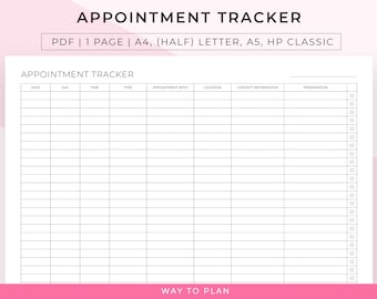 appointment tracker to keep track of your appointments and be prepared