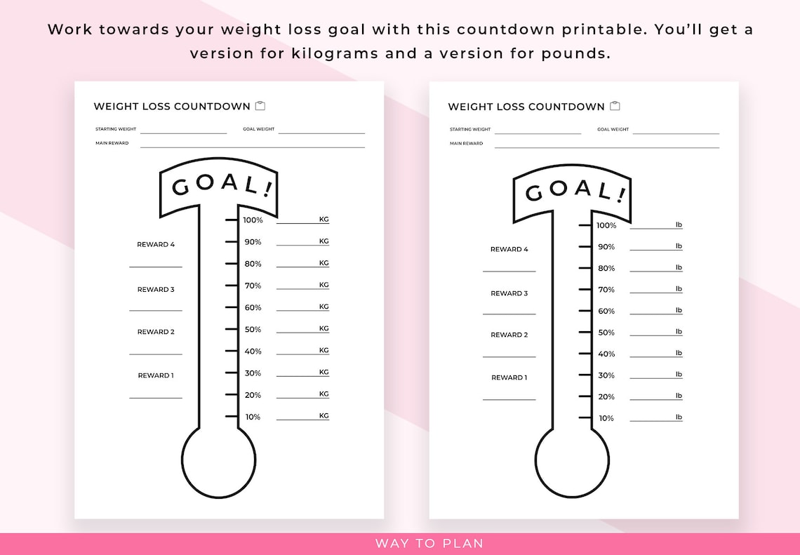 Weight Loss Countdown Printable. Weight Loss Thermometer Template Chart ...