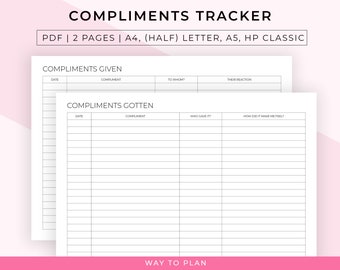 Compliments tracker to track compliments received and given for more positivity