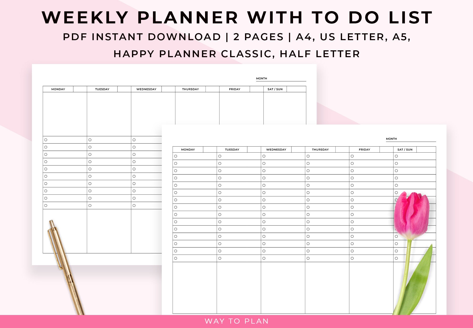 Landscape Weekly Planner With to Do List, Vertical Weekly Planner 2025 ...