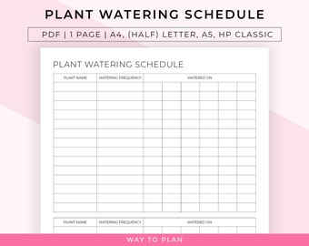 Plant watering schedule to keep track of the watering of your houseplants