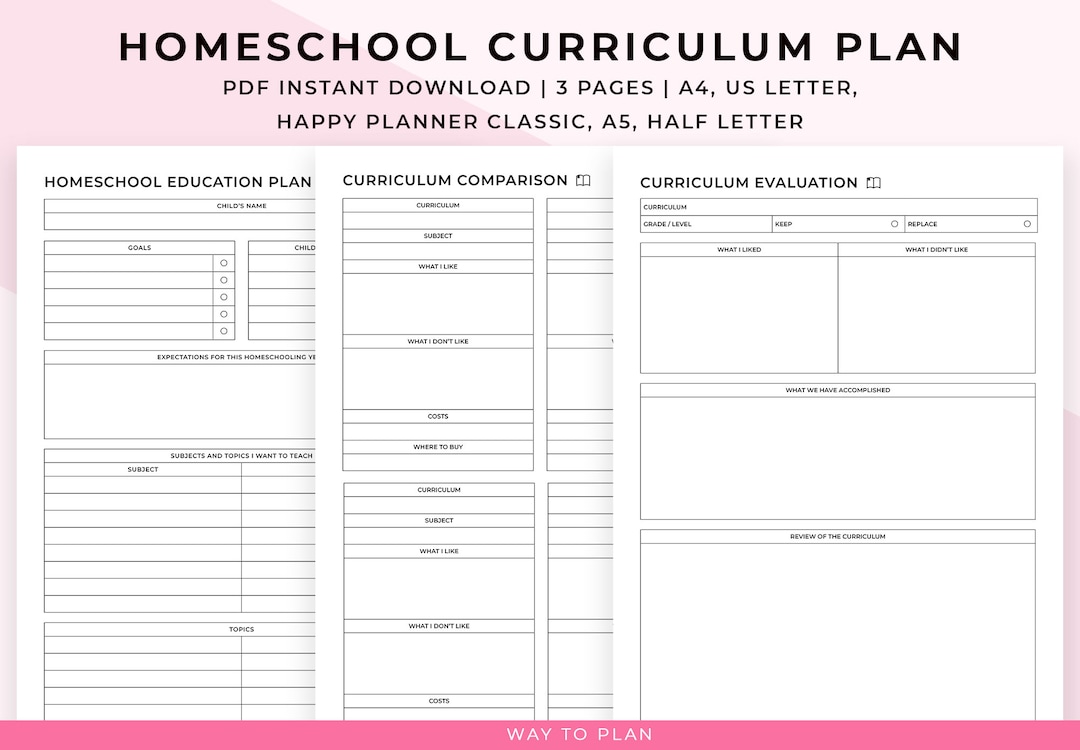 homeschool-curriculum-planner-printable-homeschool-curriculum-chart-curriculum-comparison-curriculum-evaluation-review-pdf-insert-a5-a4-etsy