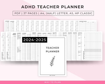 ADHD teacher planner 2024-2025 to organize and be more productive as a teacher