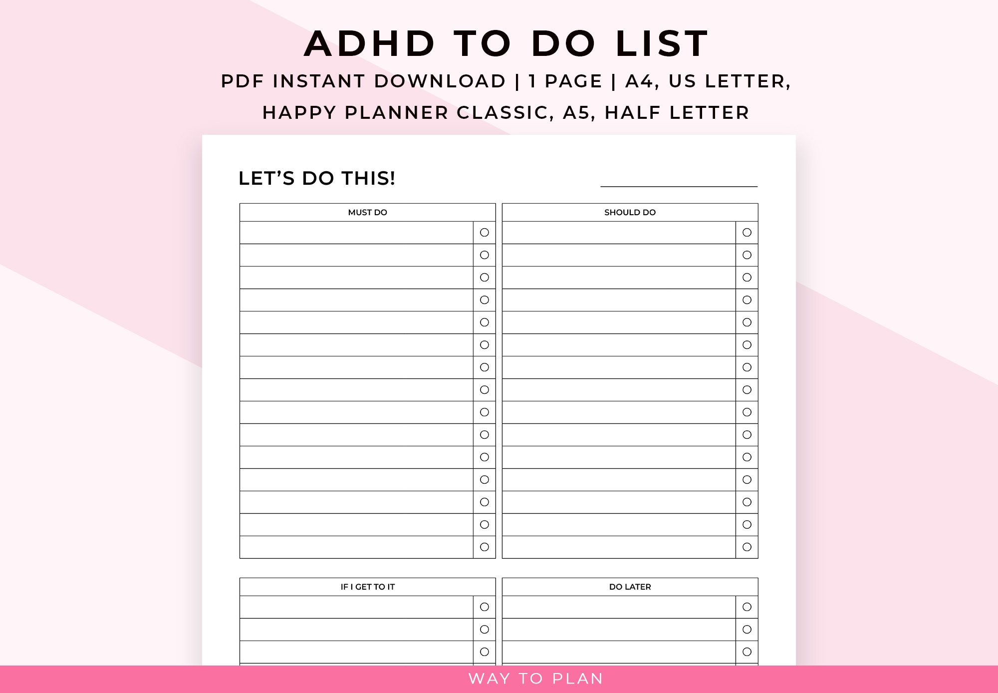 adhd to do list printable to do checklist simple to do chart etsy denmark
