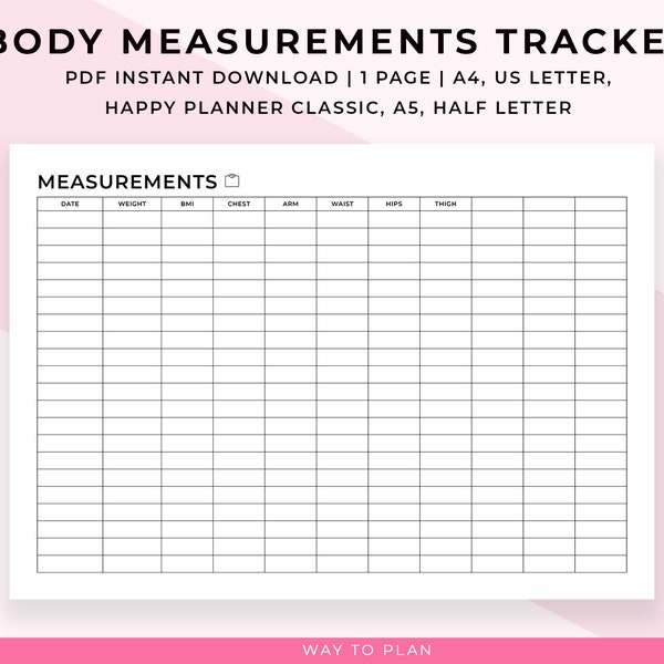 Body measurement printable. Measurements tracker. Body measurement chart. Weight loss tracker. Body sculpting & body contouring. PDF insert