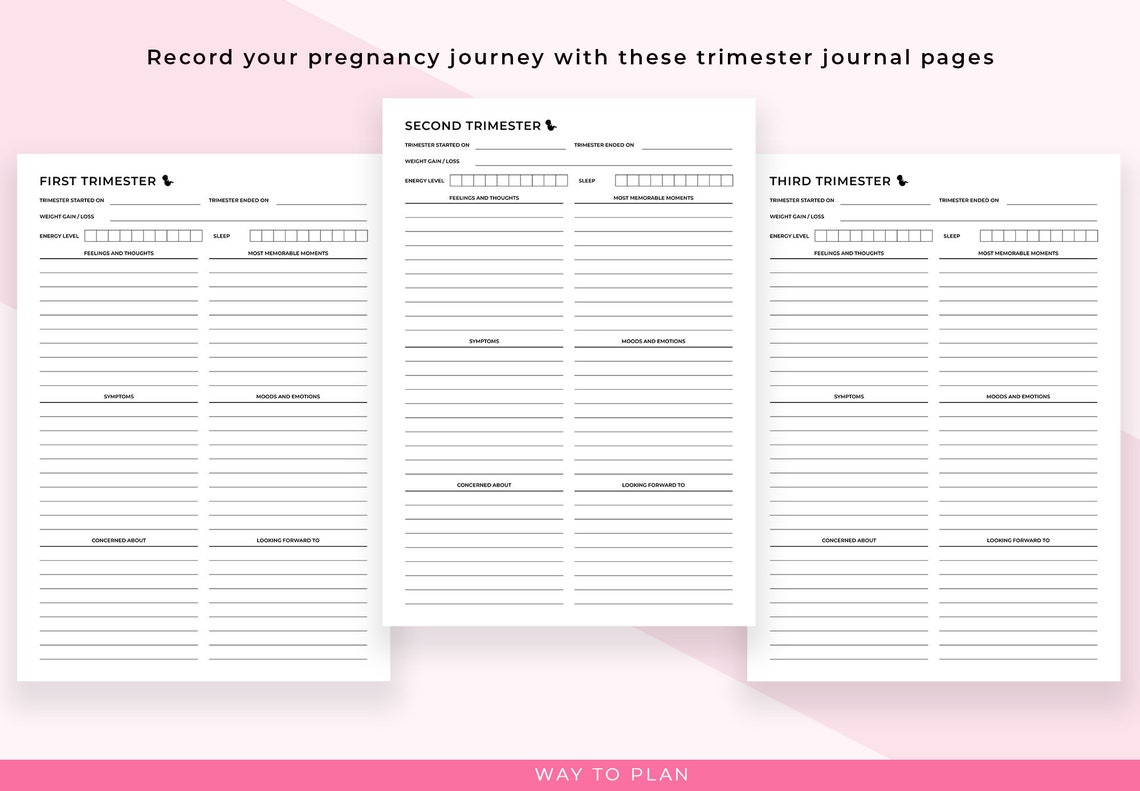 Pregnancy Trimester Journal Printable. First Trimester Reflection