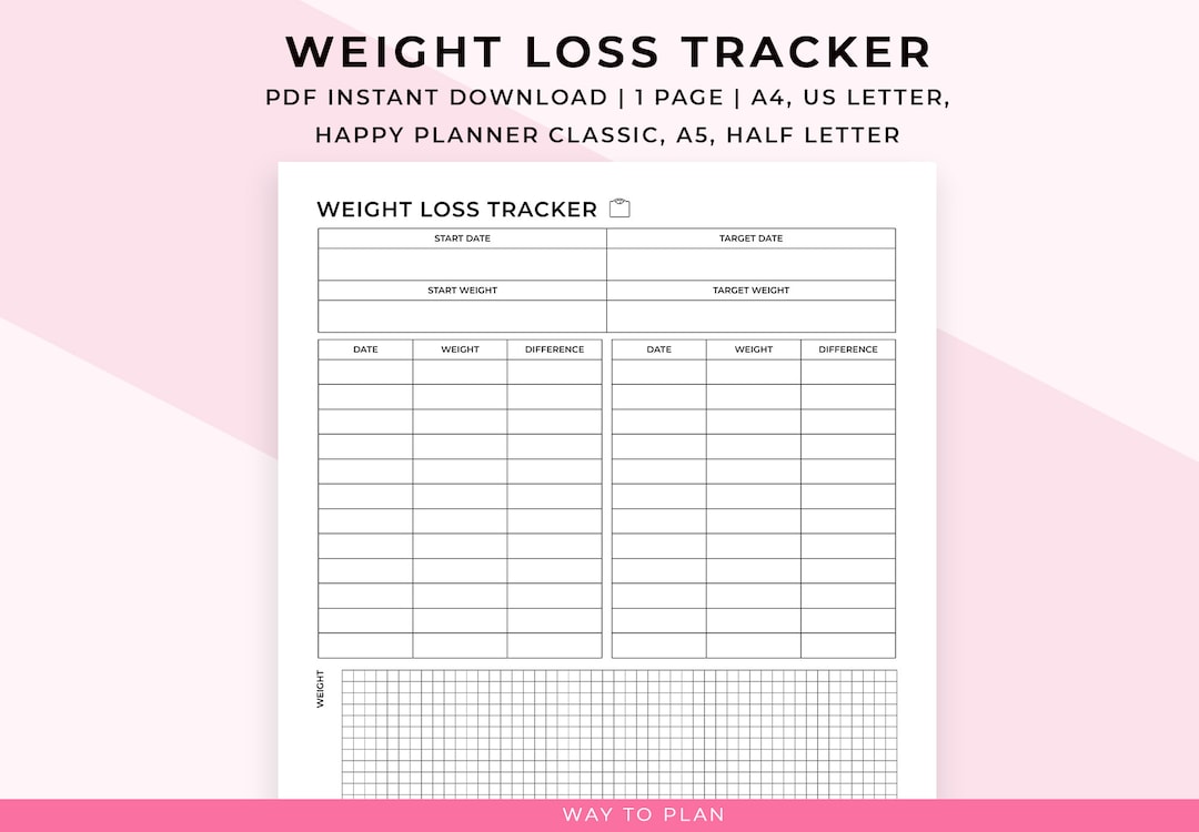 Weight Loss Tracker Printable. Weekly Tracker. Daily Weight Tracker ...
