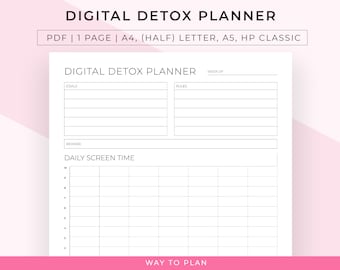 Digital detox planner to establish a healthier lifestyle and be more productive