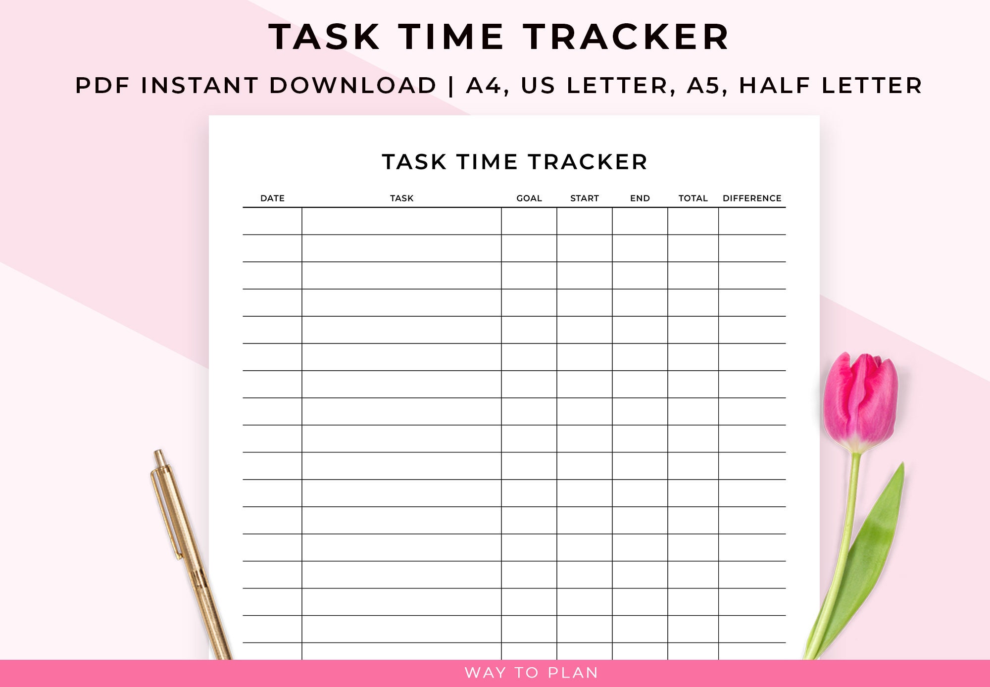 Task Time Tracker Task Tracker Printable Time Tracker Printable Time
