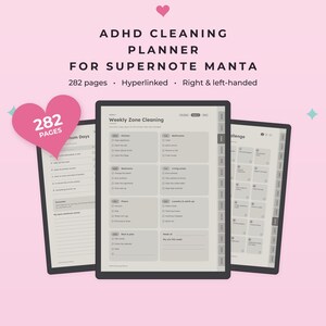 Supernote Manta Cleaning Planner, ADHD Cleaning Schedule, Hyperlinked Supernote Templates, Declutter Checklist, Left & Right Handed