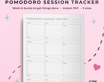 Rastreador de sesiones Pomodoro para realizar un seguimiento de sus sesiones Pomodoro