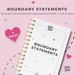 Boundary statements, boundary setting, boundary worksheets, personal boundaries, boundaries workbook, setting boundaries, family boundaries