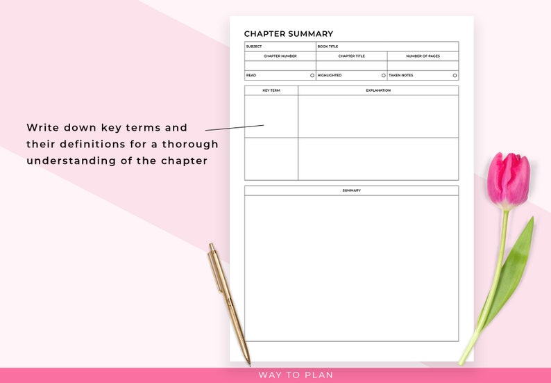 Book Chapter Summary Template. Printable Revision Sheet. Exam Prep ...