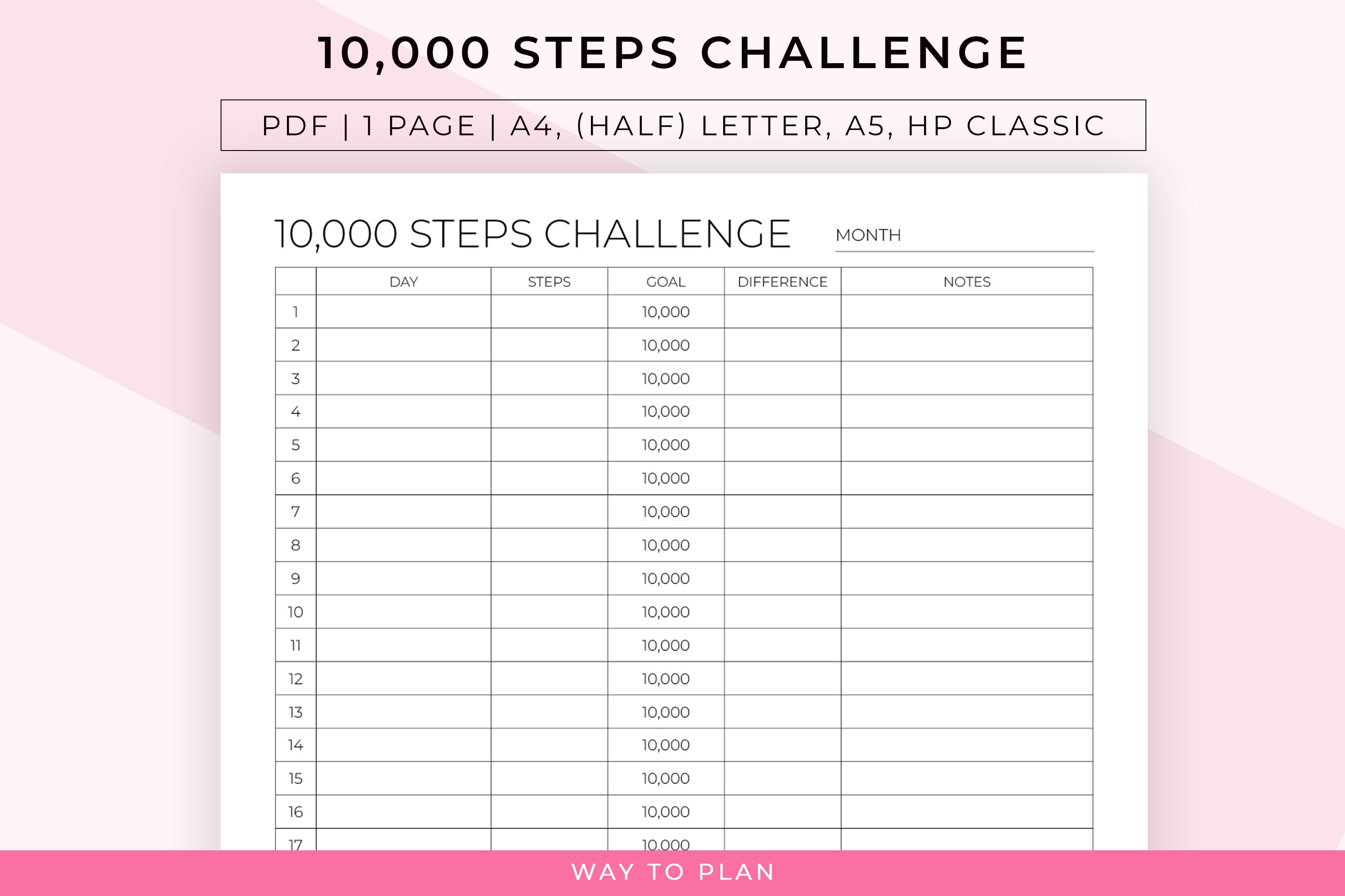 10 000 Steps Challenge 10k Steps Challenge Monthly Steps Challenge Walk Challenge Etsy