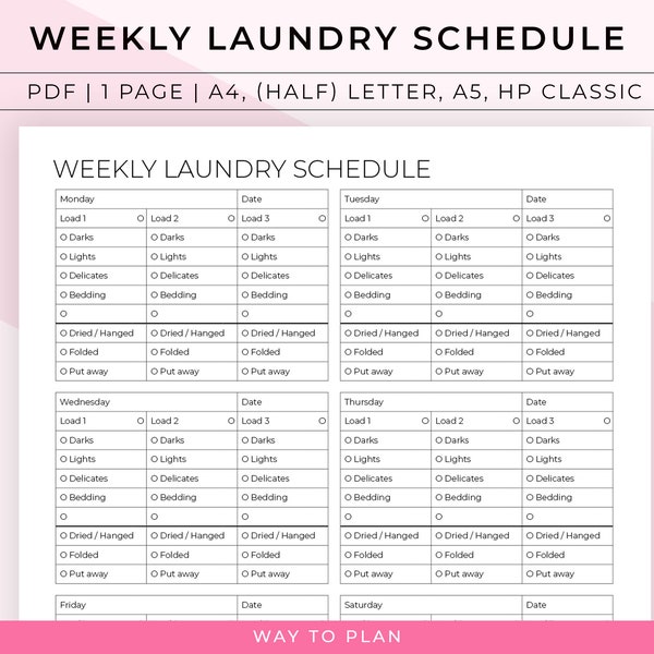 Weekly laundry schedule to keep on top of your laundry