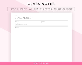 Class notes template will help you organize your notes and create an overview you can easily refer to