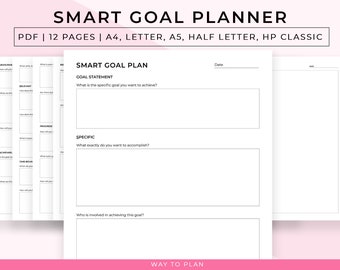 goal setting worksheet, SMART goal planner, SMART goal worksheet, SMART goal template, goal setting template