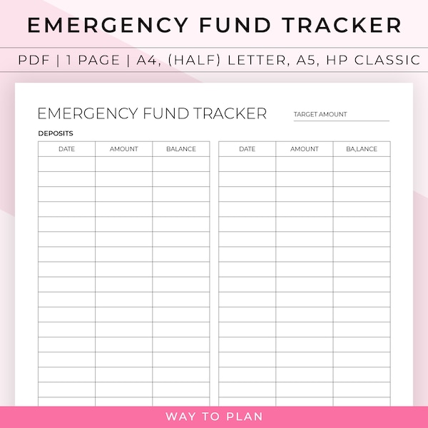 Emergency fund tracker to take control of your finances and be prepared for unexpected expenses