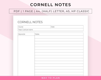 Cornell notes to organize your note-taking and make efficient notes to refer to