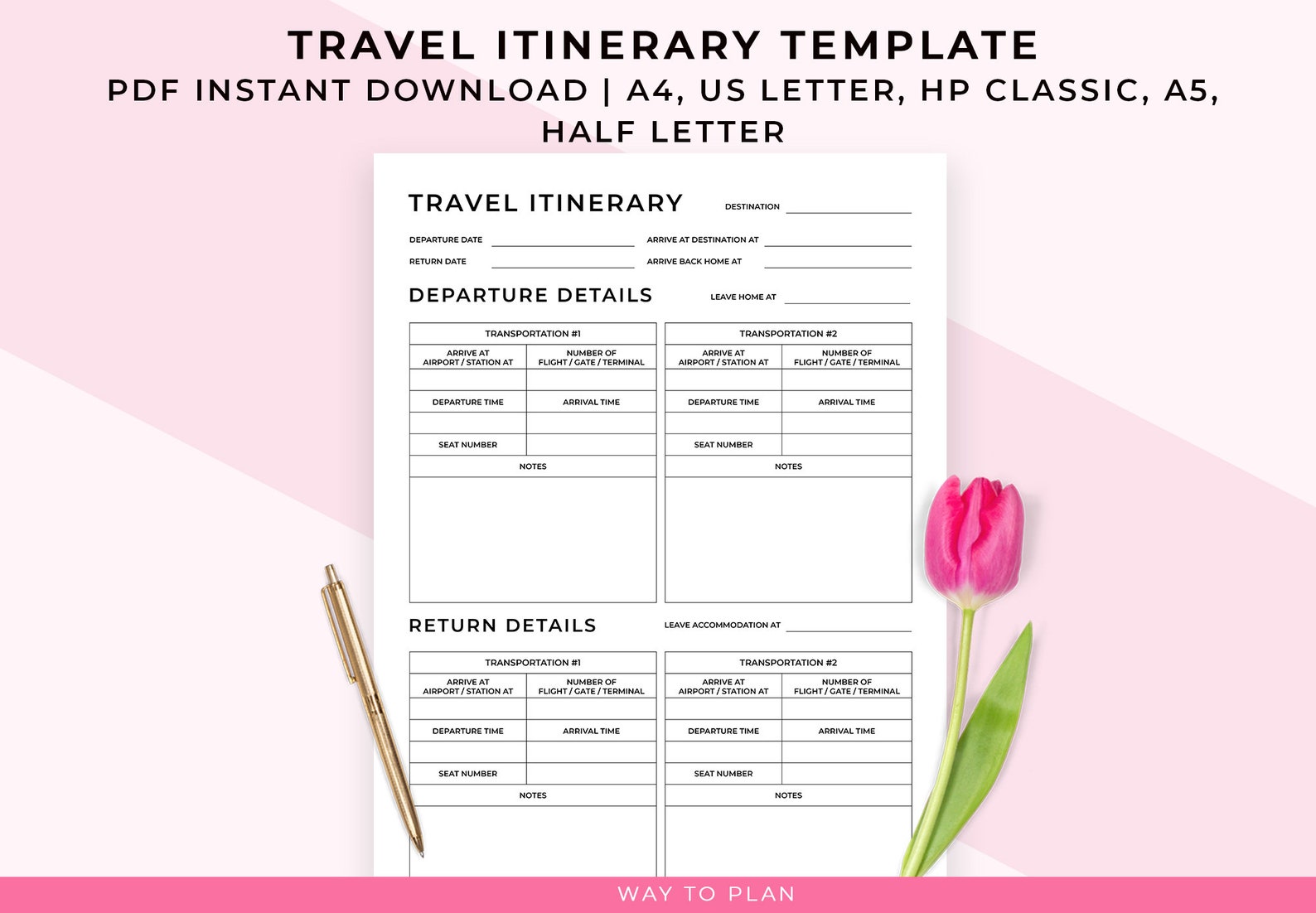 Travel Itinerary Template. Trip Itinerary Planner. Vacation Itinerary. Flight Itinerary ...