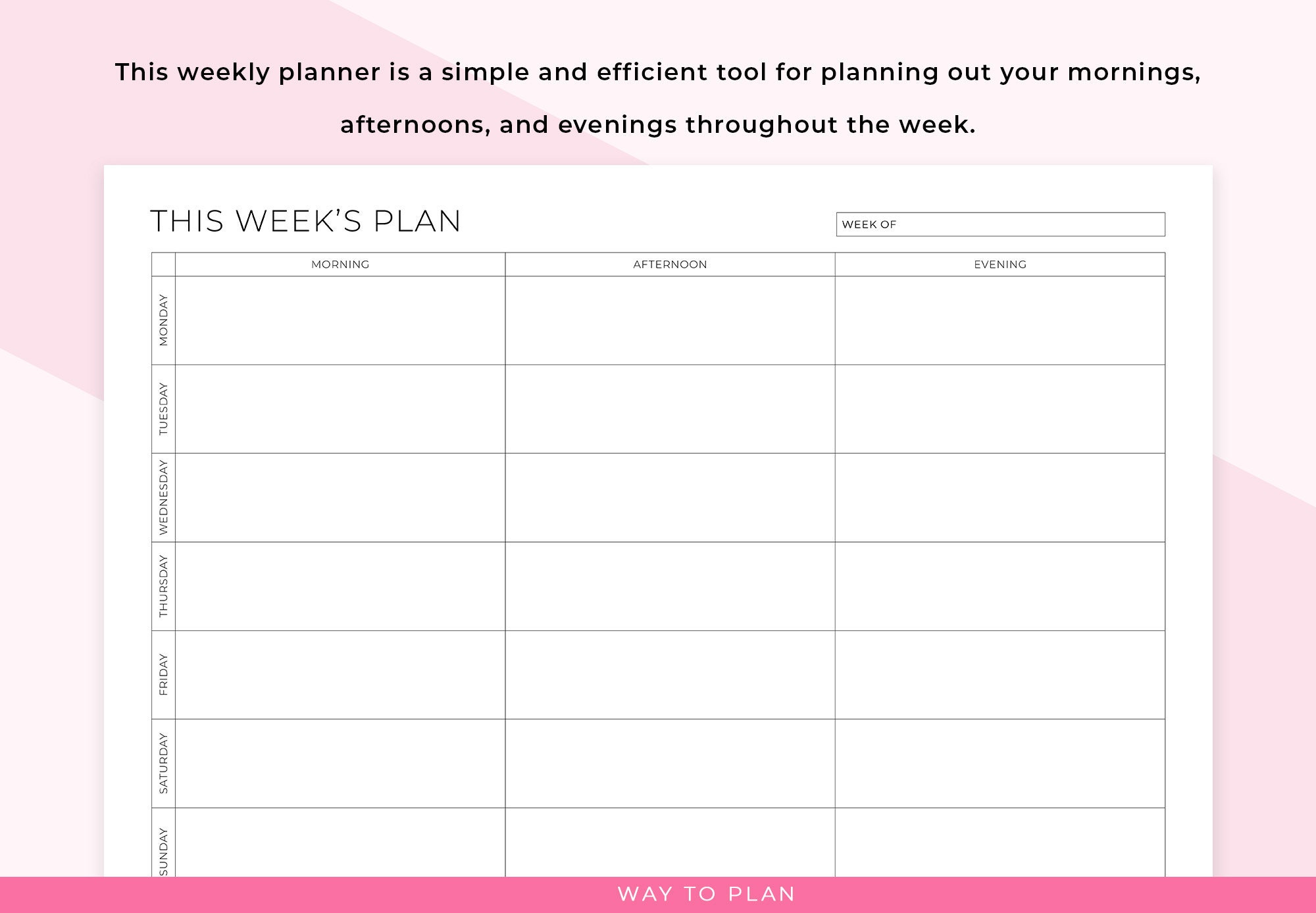 Morning, Afternoon, and Evening Planner, Daily Routine Planner, Weekly Routine Planner, Weekly ...
