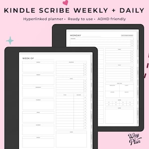 Kindle scribe weekly planner, kindle scribe daily planner, kindle scribe templates, kindle scribe template, kindle scribe planner