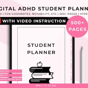 Digital ADHD student planner, digital study planner, digital student planner